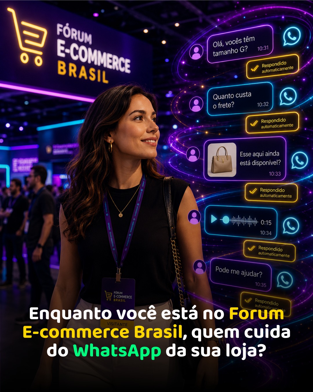 Imagem do post Você tá lá dentro. Crachá no pescoço, ouvindo os maiores nomes do e-commerce falarem sobre como vender mais